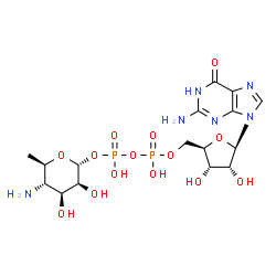 ChemSpider 2D Image | GDP-4-amino-4,6-dideoxy-alpha-D-mannose | C16H26N6O14P2