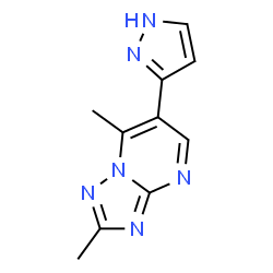 ChemSpider 2D Image | 2,7-Dimethyl-6-(1H-pyrazol-3-yl)[1,2,4]triazolo[1,5-a]pyrimidine | C10H10N6