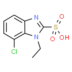 ChemSpider 2D Image | 7-Chloro-1-ethyl-1H-benzimidazole-2-sulfonic acid | C9H9ClN2O3S