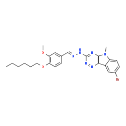 ChemSpider 2D Image | 8-Bromo-3-{(2E)-2-[4-(hexyloxy)-3-methoxybenzylidene]hydrazino}-5-methyl-5H-[1,2,4]triazino[5,6-b]indole | C24H27BrN6O2