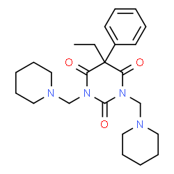 ChemSpider 2D Image | 5-Ethyl-5-phenyl-1,3-bis(1-piperidinylmethyl)-2,4,6(1H,3H,5H)-pyrimidinetrione | C24H34N4O3