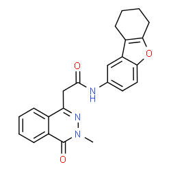 ChemSpider 2D Image | 2-(3-Methyl-4-oxo-3,4-dihydro-1-phthalazinyl)-N-(6,7,8,9-tetrahydrodibenzo[b,d]furan-2-yl)acetamide | C23H21N3O3
