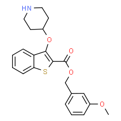 ChemSpider 2D Image | 3-Methoxybenzyl 3-(4-piperidinyloxy)-1-benzothiophene-2-carboxylate | C22H23NO4S