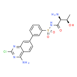 ChemSpider 2D Image | N-{[3-(4-Amino-2-chloro-7-quinazolinyl)phenyl]sulfonyl}-L-threoninamide | C18H18ClN5O4S