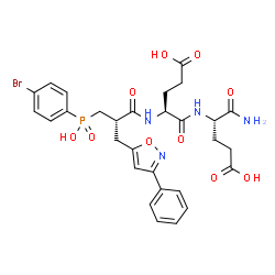 ChemSpider 2D Image | N-{(2S)-3-[(4-Bromophenyl)(hydroxy)phosphoryl]-2-[(3-phenyl-1,2-oxazol-5-yl)methyl]propanoyl}-L-alpha-glutamyl-L-alpha-glutamine | C29H32BrN4O10P