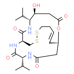 ChemSpider 2D Image | (1S,5S,6R,9S,20R)-5-Hydroxy-6,20-diisopropyl-2-oxa-11,12-dithia-7,19,22-triazabicyclo[7.7.6]docos-15-ene-3,8,18,21-tetrone | C22H35N3O6S2