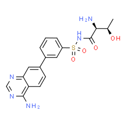 ChemSpider 2D Image | N-{[3-(4-Amino-7-quinazolinyl)phenyl]sulfonyl}-L-threoninamide | C18H19N5O4S
