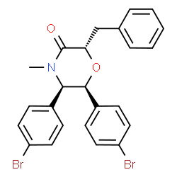 ChemSpider 2D Image | (2S,5R,6S)-2-Benzyl-5,6-bis(4-bromophenyl)-4-methyl-3-morpholinone | C24H21Br2NO2