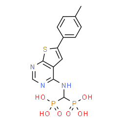 ChemSpider 2D Image | ({[6-(4-Methylphenyl)thieno[2,3-d]pyrimidin-4-yl]amino}methylene)bis(phosphonic acid) | C14H15N3O6P2S