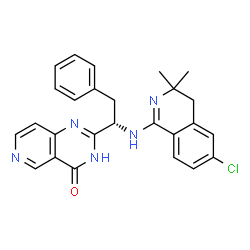 ChemSpider 2D Image | 2-{(1S)-1-[(6-Chloro-3,3-dimethyl-3,4-dihydro-1-isoquinolinyl)amino]-2-phenylethyl}pyrido[4,3-d]pyrimidin-4(1H)-one | C26H24ClN5O