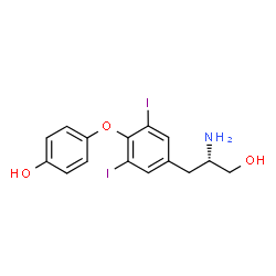 ChemSpider 2D Image | 4-{4-[(2S)-2-Amino-3-hydroxypropyl]-2,6-diiodophenoxy}phenol | C15H15I2NO3