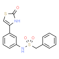 ChemSpider 2D Image | N-[3-(2-Oxo-2,3-dihydro-1,3-thiazol-4-yl)phenyl]-1-phenylmethanesulfonamide | C16H14N2O3S2