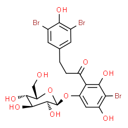ChemSpider 2D Image | 4-Bromo-2-[3-(3,5-dibromo-4-hydroxyphenyl)propanoyl]-3,5-dihydroxyphenyl alpha-L-gulopyranoside | C21H21Br3O10