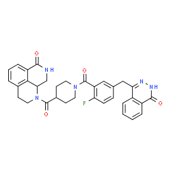 ChemSpider 2D Image | 1-[(1-{2-Fluoro-5-[(4-oxo-3,4-dihydro-1-phthalazinyl)methyl]benzoyl}-4-piperidinyl)carbonyl]-1,2,3,8,9,9a-hexahydro-7H-benzo[de][1,7]naphthyridin-7-one | C33H30FN5O4