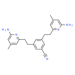 ChemSpider 2D Image | 3,5-Bis[2-(6-amino-4-methyl-2-pyridinyl)ethyl]benzonitrile | C23H25N5