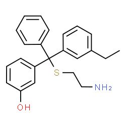 ChemSpider 2D Image | 3-{[(2-Aminoethyl)sulfanyl](3-ethylphenyl)phenylmethyl}phenol | C23H25NOS