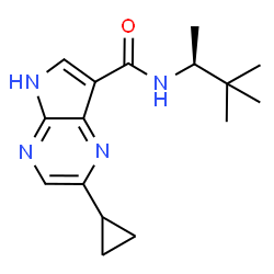 ChemSpider 2D Image | 2-Cyclopropyl-N-[(2S)-3,3-dimethyl-2-butanyl]-4H-pyrrolo[2,3-b]pyrazine-7-carboxamide | C16H22N4O