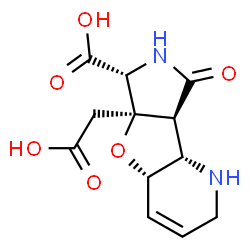 ChemSpider 2D Image | (4aS,5aR,6R,8aS,8bS)-5a-(Carboxymethyl)-8-oxo-2,4a,5a,6,7,8,8a,8b-octahydro-1H-pyrrolo[3',4':4,5]furo[3,2-b]pyridine-6-carboxylic acid | C12H14N2O6