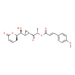 ChemSpider 2D Image | (2S)-1-[(1S,2S)-2-{(S)-Hydroxy[(2R)-6-oxo-3,6-dihydro-2H-pyran-2-yl]methyl}cyclopropyl]-1-oxo-2-propanyl (2E)-3-(4-methoxyphenyl)acrylate | C22H24O7