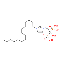ChemSpider 2D Image | Hydrogen [1-hydroxy-2-(1-pentadecyl-1H-imidazol-3-ium-3-yl)-1-phosphonoethyl]phosphonate | C20H40N2O7P2