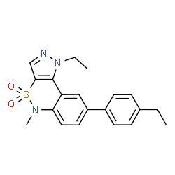 ChemSpider 2D Image | 1-Ethyl-8-(4-ethylphenyl)-5-methyl-1,5-dihydropyrazolo[4,3-c][2,1]benzothiazine 4,4-dioxide | C20H21N3O2S