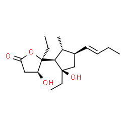 ChemSpider 2D Image | (4S,5S)-5-{(1S,2R,4R,5R)-4-[(1E)-1-Buten-1-yl]-2-ethyl-2-hydroxy-5-methylcyclopentyl}-5-ethyl-4-hydroxydihydro-2(3H)-furanone | C18H30O4