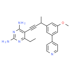 ChemSpider 2D Image | 6-Ethyl-5-{3-[3-methoxy-5-(4-pyridinyl)phenyl]-1-butyn-1-yl}-2,4-pyrimidinediamine | C22H23N5O