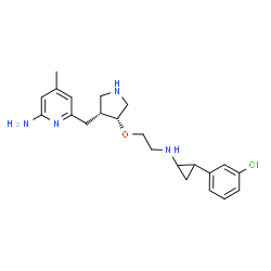 ChemSpider 2D Image | 6-{[(3R,4R)-4-(2-{[2-(3-Chlorophenyl)cyclopropyl]amino}ethoxy)-3-pyrrolidinyl]methyl}-4-methyl-2-pyridinamine | C22H29ClN4O