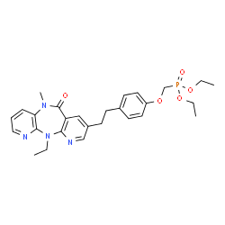 ChemSpider 2D Image | Diethyl ({4-[2-(11-ethyl-5-methyl-6-oxo-6,11-dihydro-5H-dipyrido[3,2-b:2',3'-e][1,4]diazepin-8-yl)ethyl]phenoxy}methyl)phosphonate | C27H33N4O5P