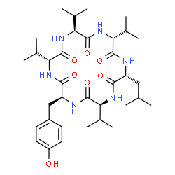 ChemSpider 2D Image | Cyclo(D-leucyl-L-valyl-L-tyrosyl-D-valyl-L-valyl-D-valyl) | C35H56N6O7