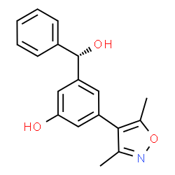 ChemSpider 2D Image | 3-(3,5-Dimethyl-1,2-oxazol-4-yl)-5-[(S)-hydroxy(phenyl)methyl]phenol | C18H17NO3