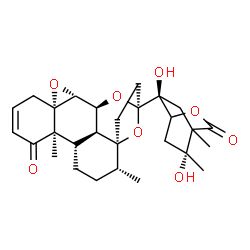 ChemSpider 2D Image | (1S,2R,4S,9R,10S,13R,14S,17R,19S)-17-[(6S,8R)-6,8-Dihydroxy-4,8-dimethyl-3-oxo-2-oxabicyclo[2.2.2]oct-6-yl]-9,13-dimethyl-3,18,20-trioxahexacyclo[8.8.1.1~14,17~.0~2,4~.0~4,9~.0~14,19~]icos-6-en-8-one | C28H36O8