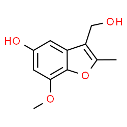 ChemSpider 2D Image | 3-(Hydroxymethyl)-7-methoxy-2-methyl-1-benzofuran-5-ol | C11H12O4