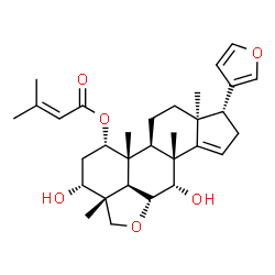 ChemSpider 2D Image | (1R,3S,4R,5R,6R,7S,10R,13alpha,17alpha)-17-(3-Furyl)-1,7-dihydroxy-4,8,10-trimethyl-6,19-epoxy-4,9-cyclo-9,10-secoandrost-14-en-3-yl 3-methyl-2-butenoate | C31H42O6