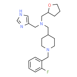 ChemSpider 2D Image | 1-[1-(2-Fluorobenzyl)-4-piperidinyl]-N-(1H-imidazol-4-ylmethyl)-N-(tetrahydro-2-furanylmethyl)methanamine | C22H31FN4O