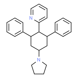 ChemSpider 2D Image | 2-[2,6-Diphenyl-4-(1-pyrrolidinyl)cyclohexyl]pyridine | C27H30N2