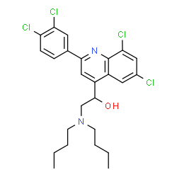 ChemSpider 2D Image | 2-(Dibutylamino)-1-[6,8-dichloro-2-(3,4-dichlorophenyl)-4-quinolinyl]ethanol | C25H28Cl4N2O