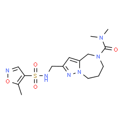 ChemSpider 2D Image | N,N-Dimethyl-2-({[(5-methyl-1,2-oxazol-4-yl)sulfonyl]amino}methyl)-7,8-dihydro-4H-pyrazolo[1,5-a][1,4]diazepine-5(6H)-carboxamide | C15H22N6O4S