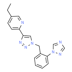 ChemSpider 2D Image | 5-Ethyl-2-{1-[2-(1H-1,2,4-triazol-1-yl)benzyl]-1H-1,2,3-triazol-4-yl}pyridine | C18H17N7