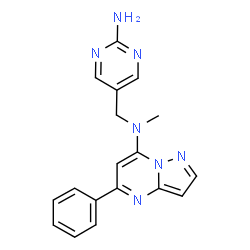 ChemSpider 2D Image | N-[(2-Amino-5-pyrimidinyl)methyl]-N-methyl-5-phenylpyrazolo[1,5-a]pyrimidin-7-amine | C18H17N7