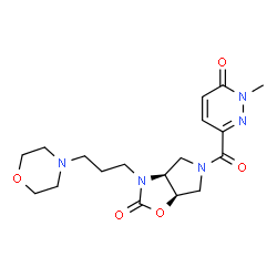 ChemSpider 2D Image | (3aS,6aR)-5-[(1-Methyl-6-oxo-1,6-dihydro-3-pyridazinyl)carbonyl]-3-[3-(4-morpholinyl)propyl]hexahydro-2H-pyrrolo[3,4-d][1,3]oxazol-2-one | C18H25N5O5