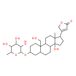 ChemSpider 2D Image | 3-[(6-Deoxyhexopyranosyl)oxy]-14,19-dihydroxycard-20(22)-enolide | C29H44O9