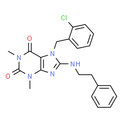 ChemSpider 2D Image | 7-(2-Chlorobenzyl)-1,3-dimethyl-8-[(2-phenylethyl)amino]-3,7-dihydro-1H-purine-2,6-dione | C22H22ClN5O2
