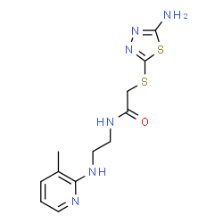 ChemSpider 2D Image | 2-[(5-Amino-1,3,4-thiadiazol-2-yl)sulfanyl]-N-{2-[(3-methyl-2-pyridinyl)amino]ethyl}acetamide | C12H16N6OS2
