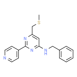 ChemSpider 2D Image | N-Benzyl-6-[(methylsulfanyl)methyl]-2-(4-pyridinyl)-4-pyrimidinamine | C18H18N4S