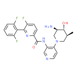 ChemSpider 2D Image | N-{4-[(3R,4R,5S)-3-Amino-4-hydroxy-5-methyl-1-piperidinyl]-3-pyridinyl}-6-(2,6-difluorophenyl)-5-fluoro-2-pyridinecarboxamide | C23H22F3N5O2
