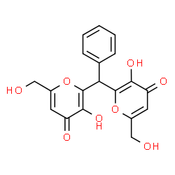 ChemSpider 2D Image | 2,2'-(Phenylmethylene)bis[3-hydroxy-6-(hydroxymethyl)-4H-pyran-4-one] | C19H16O8