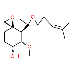 ChemSpider 2D Image | (4S,5S,6R)-5-Methoxy-4-[(2S)-2-methyl-3-(3-methyl-2-buten-1-yl)-2-oxiranyl]-1-oxaspiro[2.5]octan-6-ol | C16H26O4