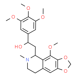ChemSpider 2D Image | 2-(4-Methoxy-6-methyl-5,6,7,8-tetrahydro[1,3]dioxolo[4,5-g]isoquinolin-5-yl)-1-(3,4,5-trimethoxyphenyl)ethanol | C23H29NO7