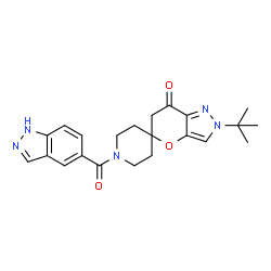 ChemSpider 2D Image | 2'-Tert-Butyl-1-(2h-Indazol-5-Ylcarbonyl)-2'h-Spiro[piperidine-4,5'-Pyrano[3,2-C]pyrazol]-7'(6'h)-One | C22H25N5O3